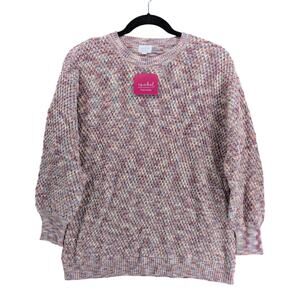 Ingrid & Isabel Maternity Sweater Textured Pullover XL Pink Crew Knit Classic